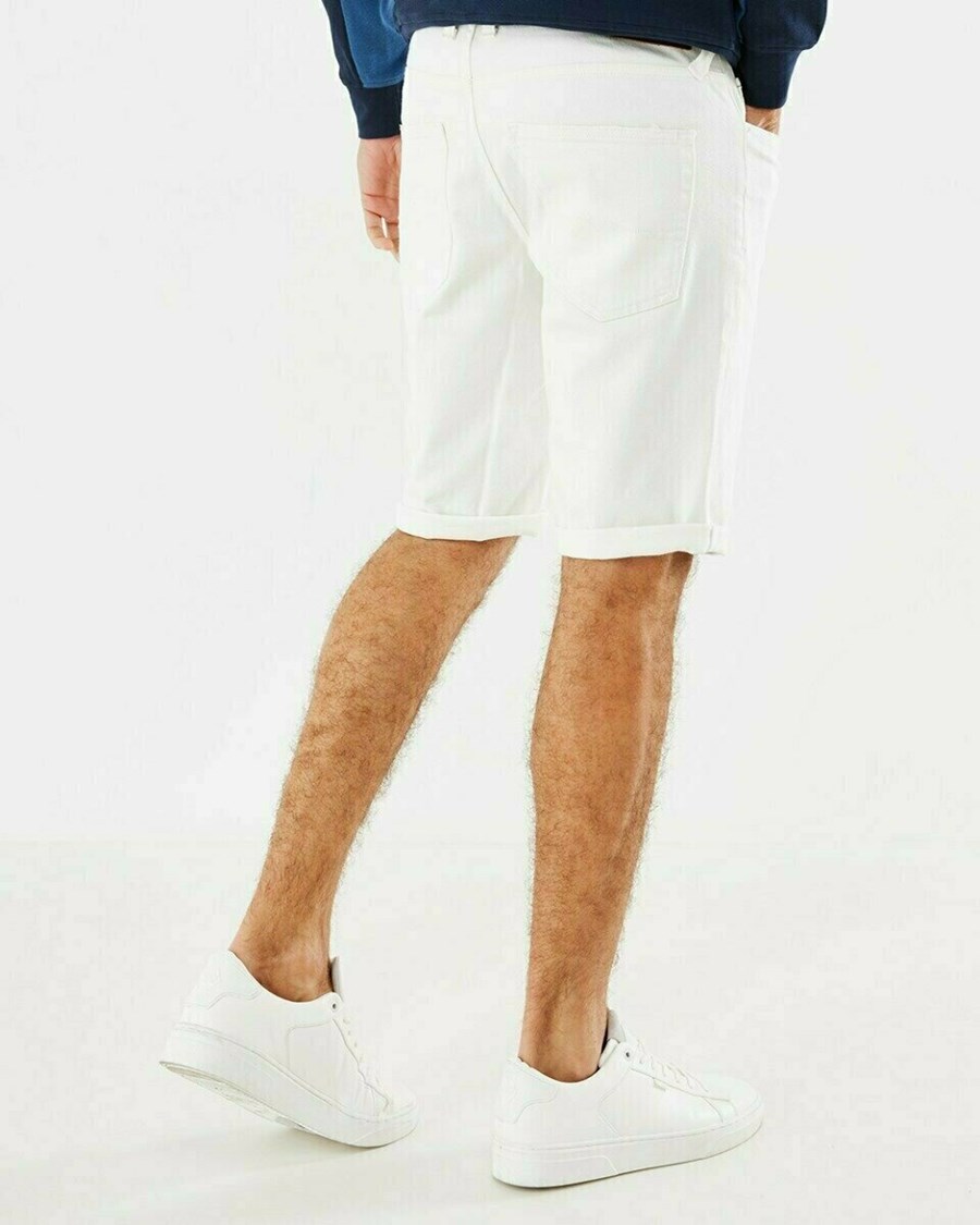 Mexx STEVE SHORT Mid waist/ Regular leg denim Off White Used Białe | BTXLZ0714