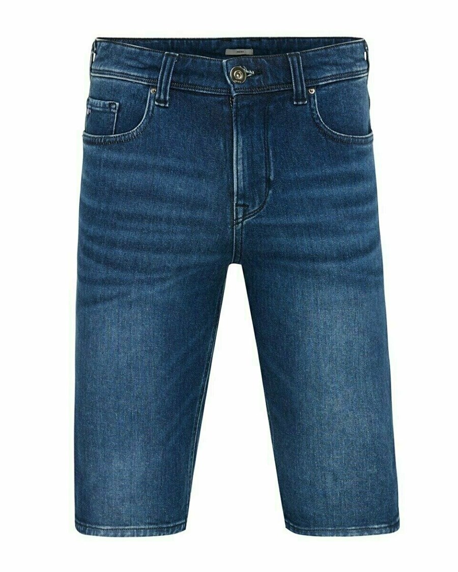 Mexx STEVE SHORT Mid waist/ Regular leg denim Dark Used Niebieskie | IKNDS6315