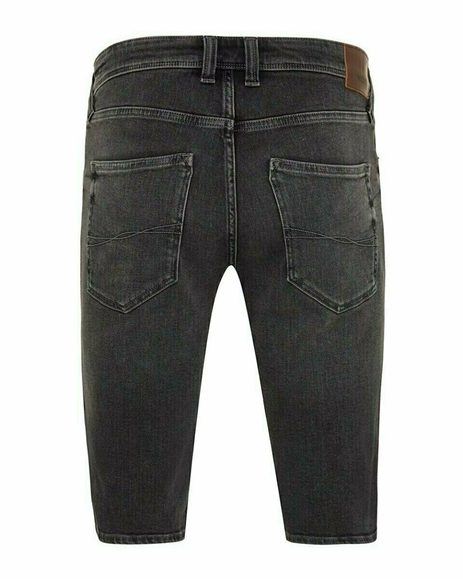 Mexx STEVE SHORT Mid waist/ Regular leg denim Black Used Czarne | PYKAQ0164