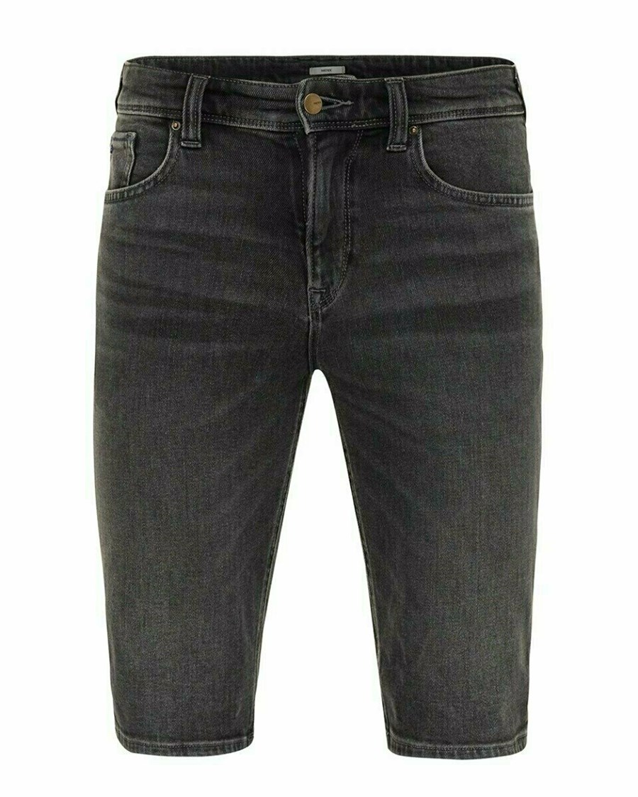 Mexx STEVE SHORT Mid waist/ Regular leg denim Black Used Czarne | PYKAQ0164
