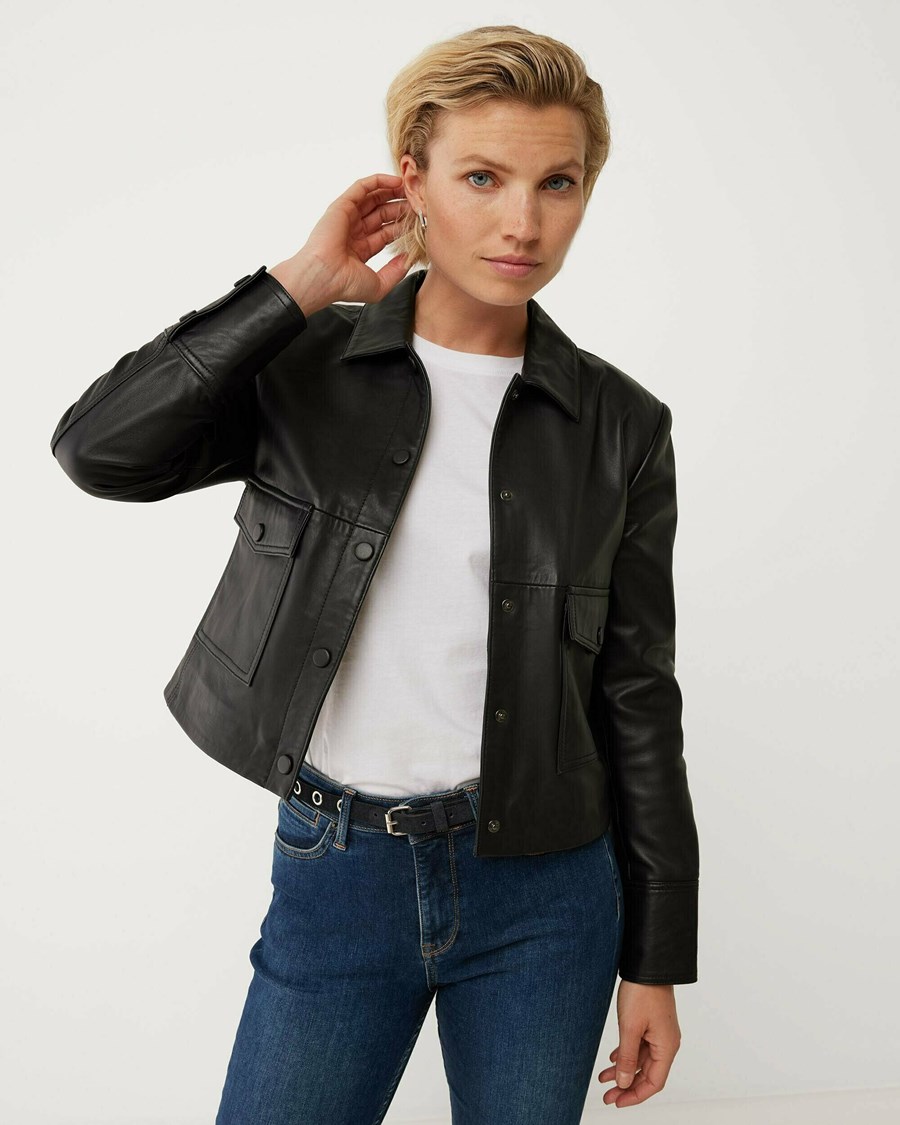 Mexx Skórzane jacket with pockets Black Czarne | BDJRM5173