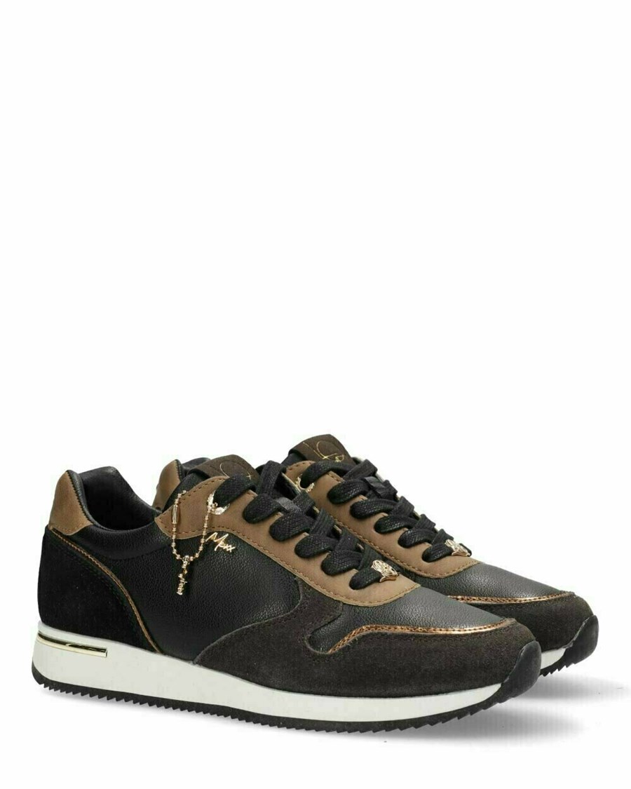 Mexx Sneaker Eke Black/Brown Czarne | TUMGV8526