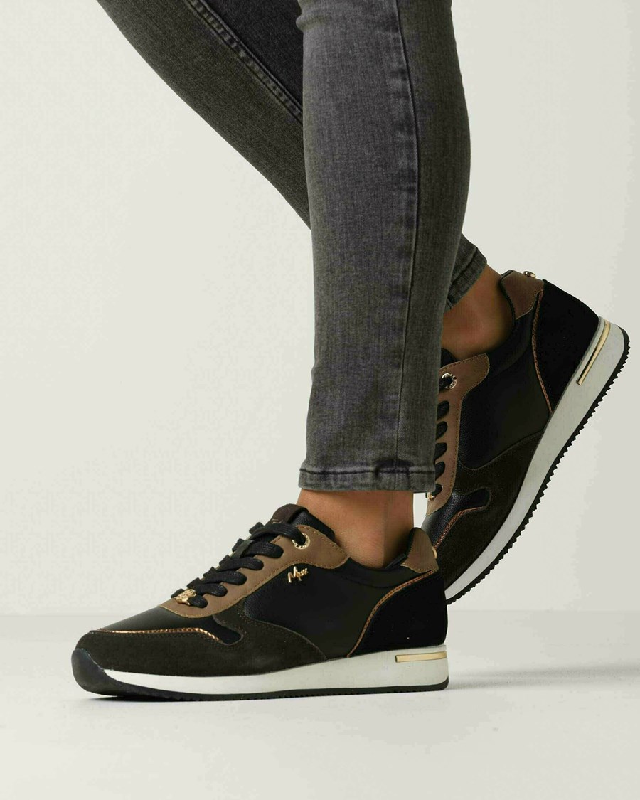 Mexx Sneaker Eke Black/Brown Czarne | TUMGV8526