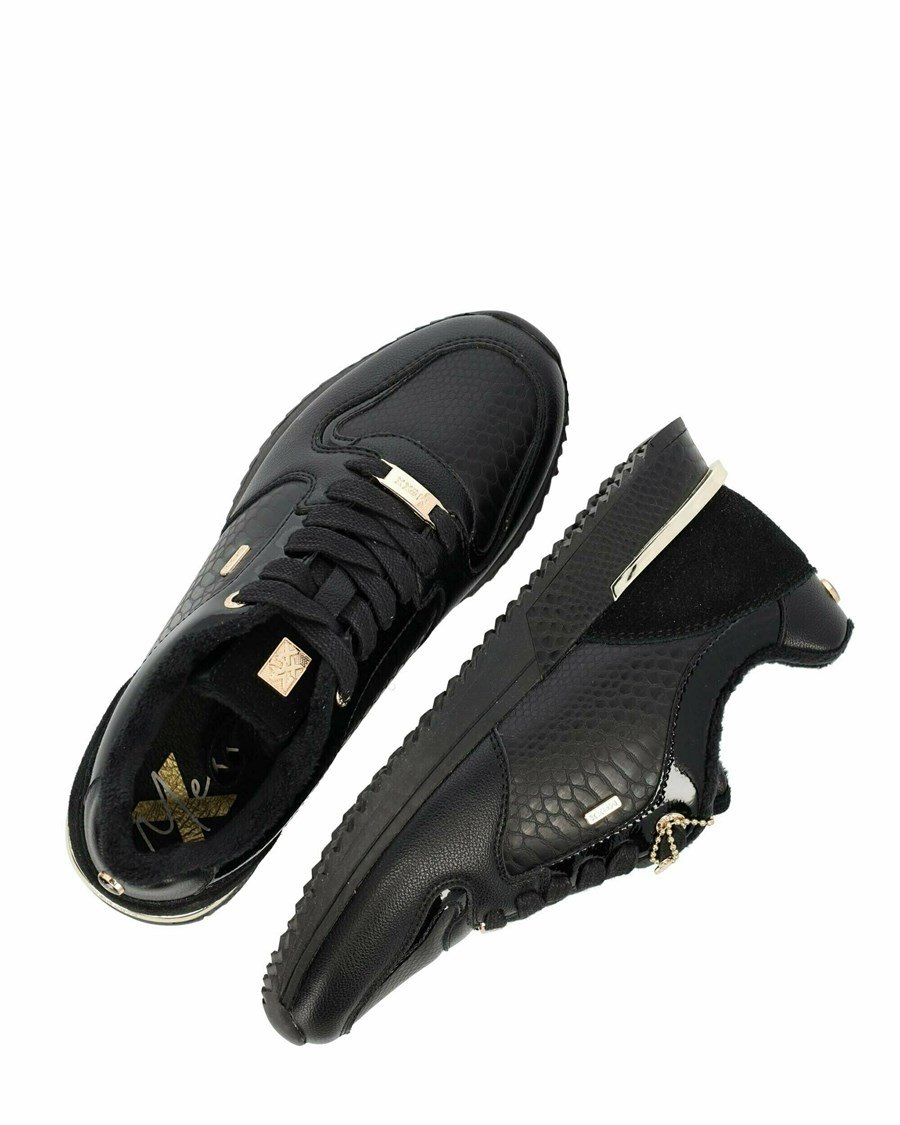 Mexx Sneaker Fleur Black/Black Czarne | JSZEG5872