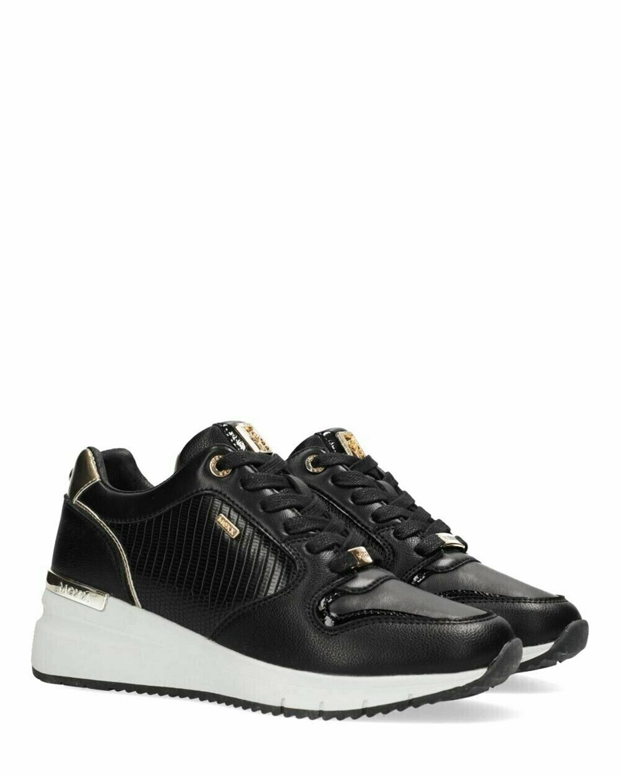 Mexx Sneaker Hena Black/Gold Czarne | JHBGU4209