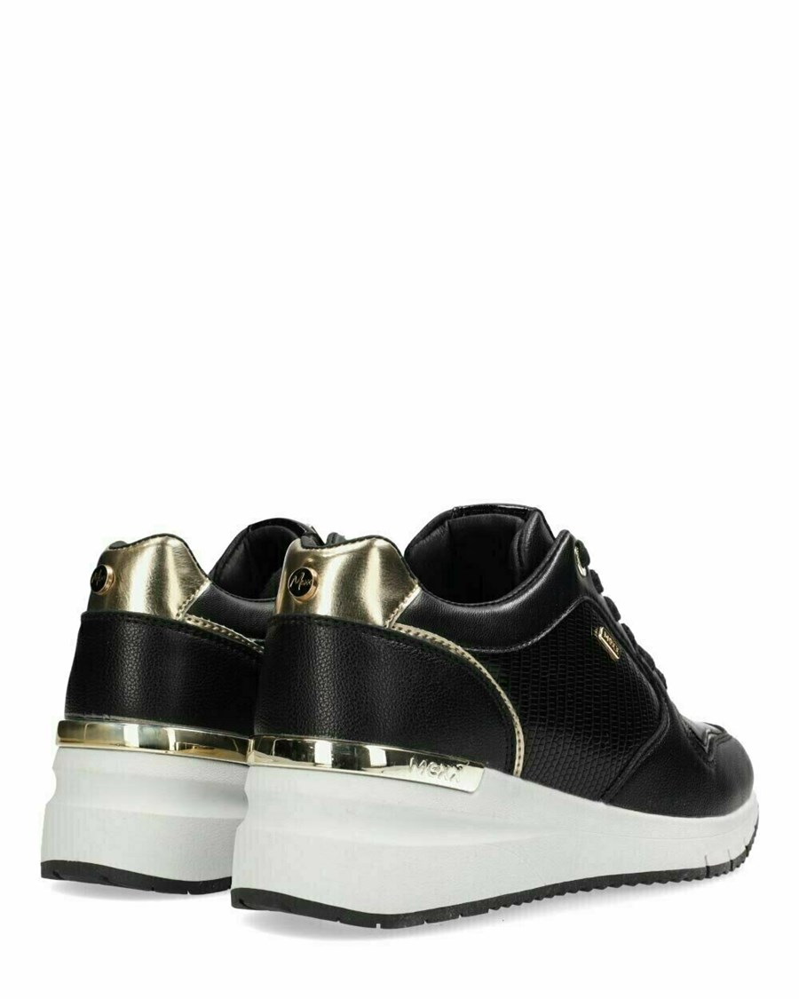 Mexx Sneaker Hena Black/Gold Czarne | JHBGU4209