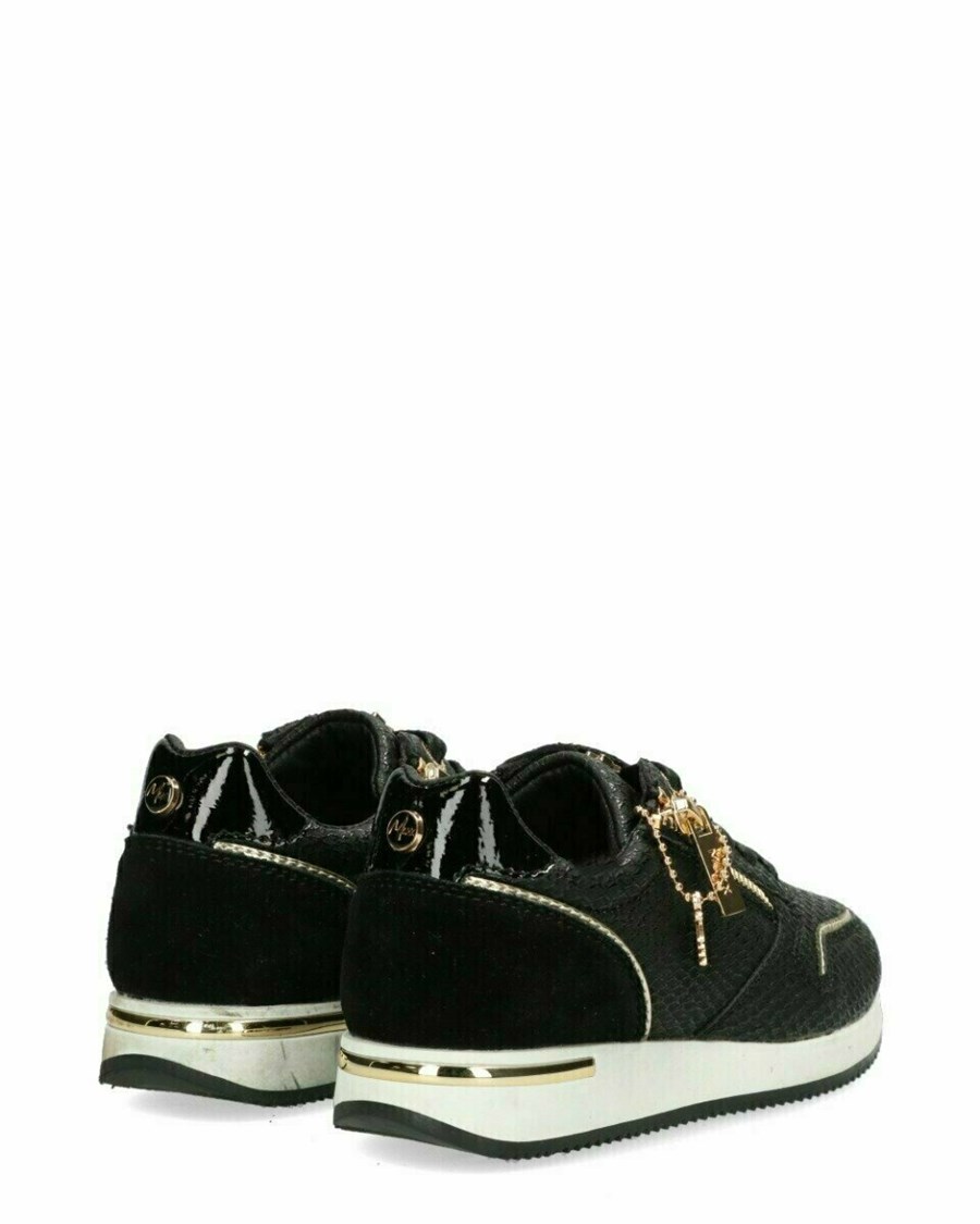 Mexx Sneaker Hiske Black/Gold Czarne | AOUFC9182