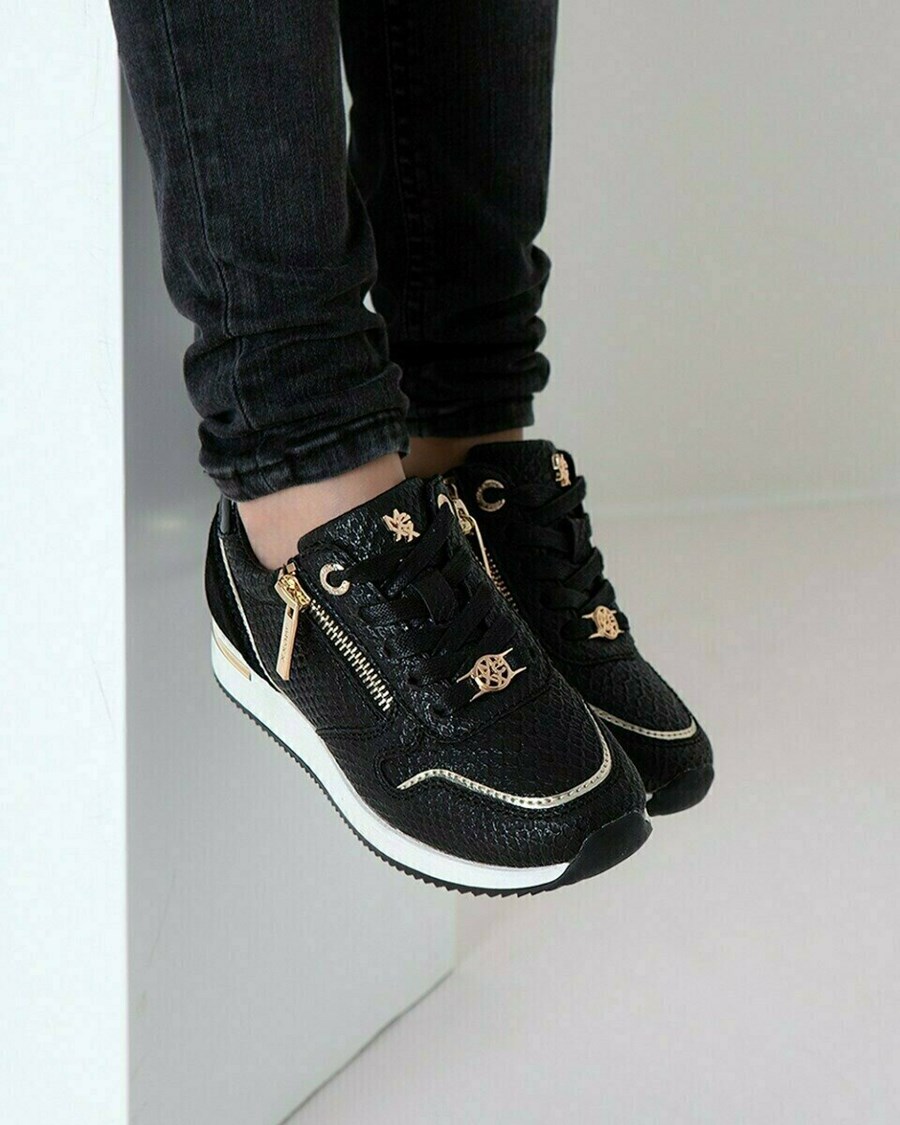 Mexx Sneaker Hiske Black/Gold Czarne | AOUFC9182