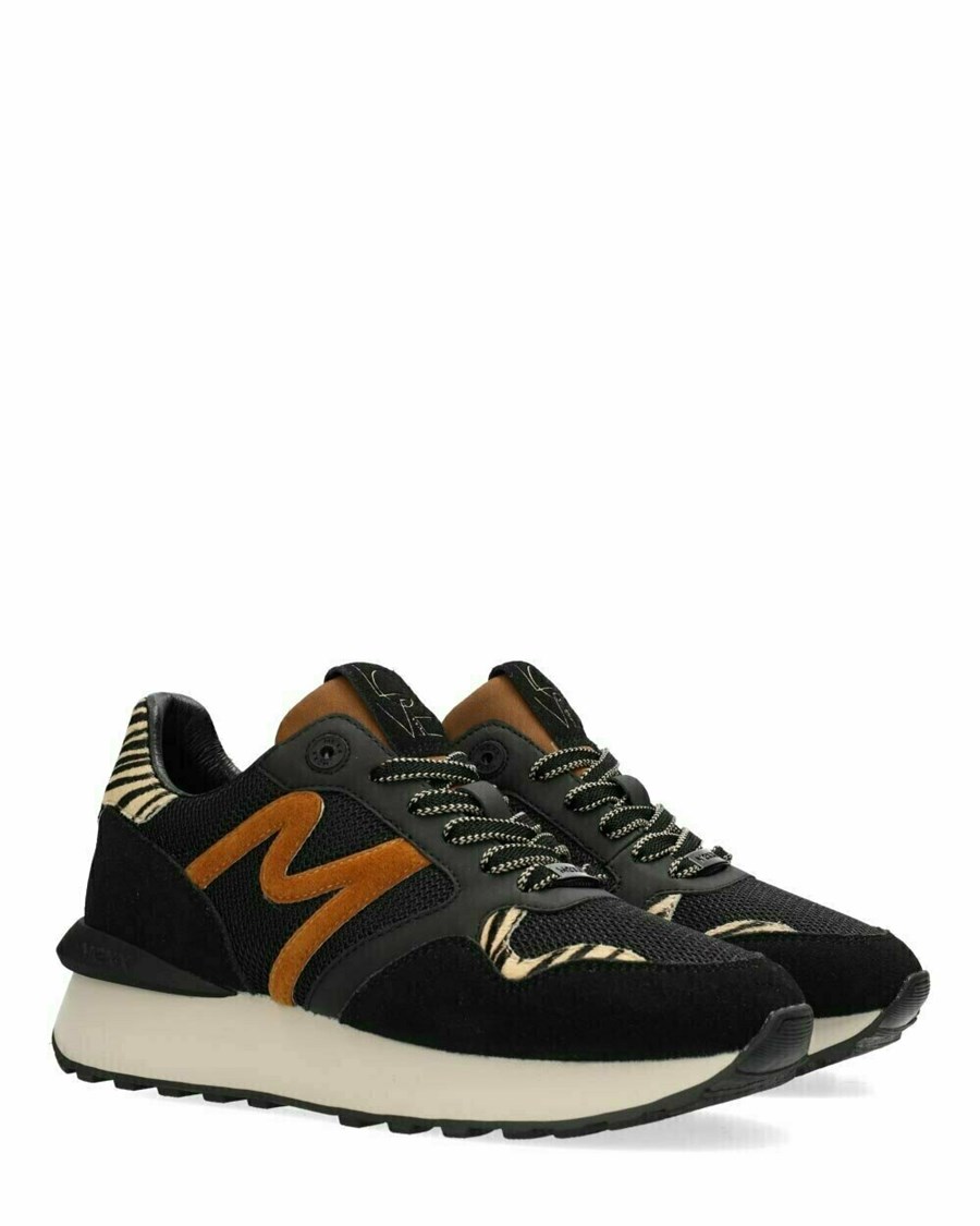 Mexx Sneaker Juju Black/Cognac Czarne | KSMLO6719