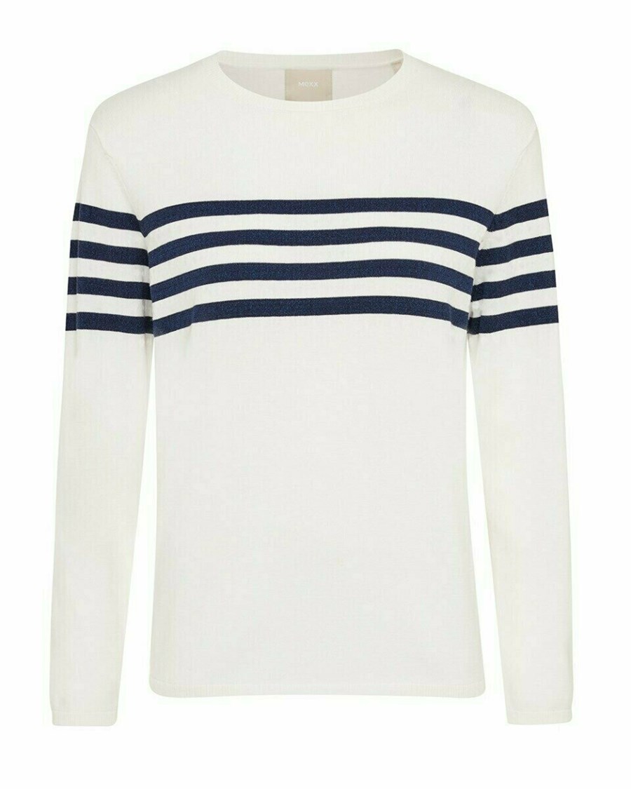 Mexx Stripe pullover Off white Białe | RBXYL3601