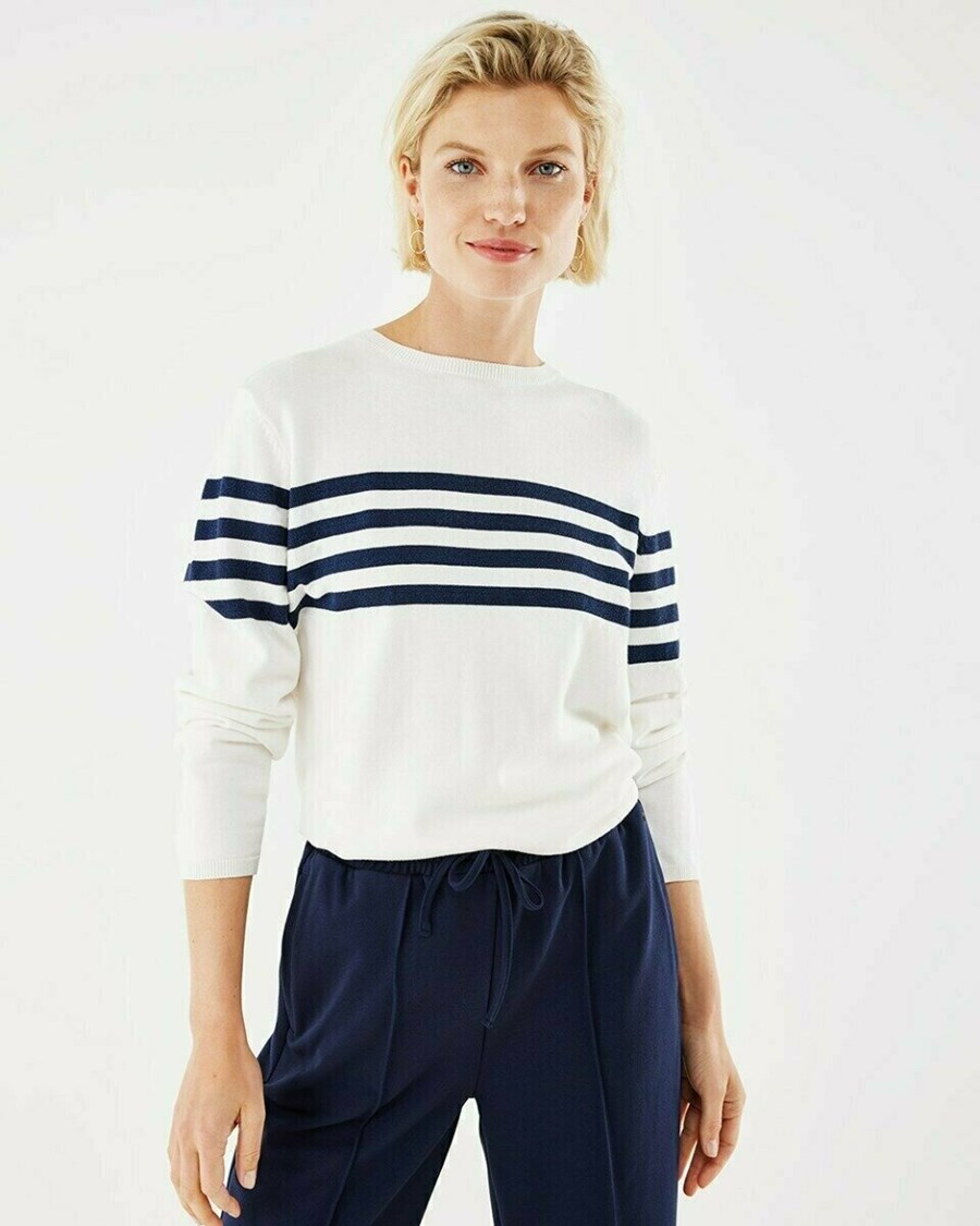 Mexx Stripe pullover Off white Białe | RBXYL3601