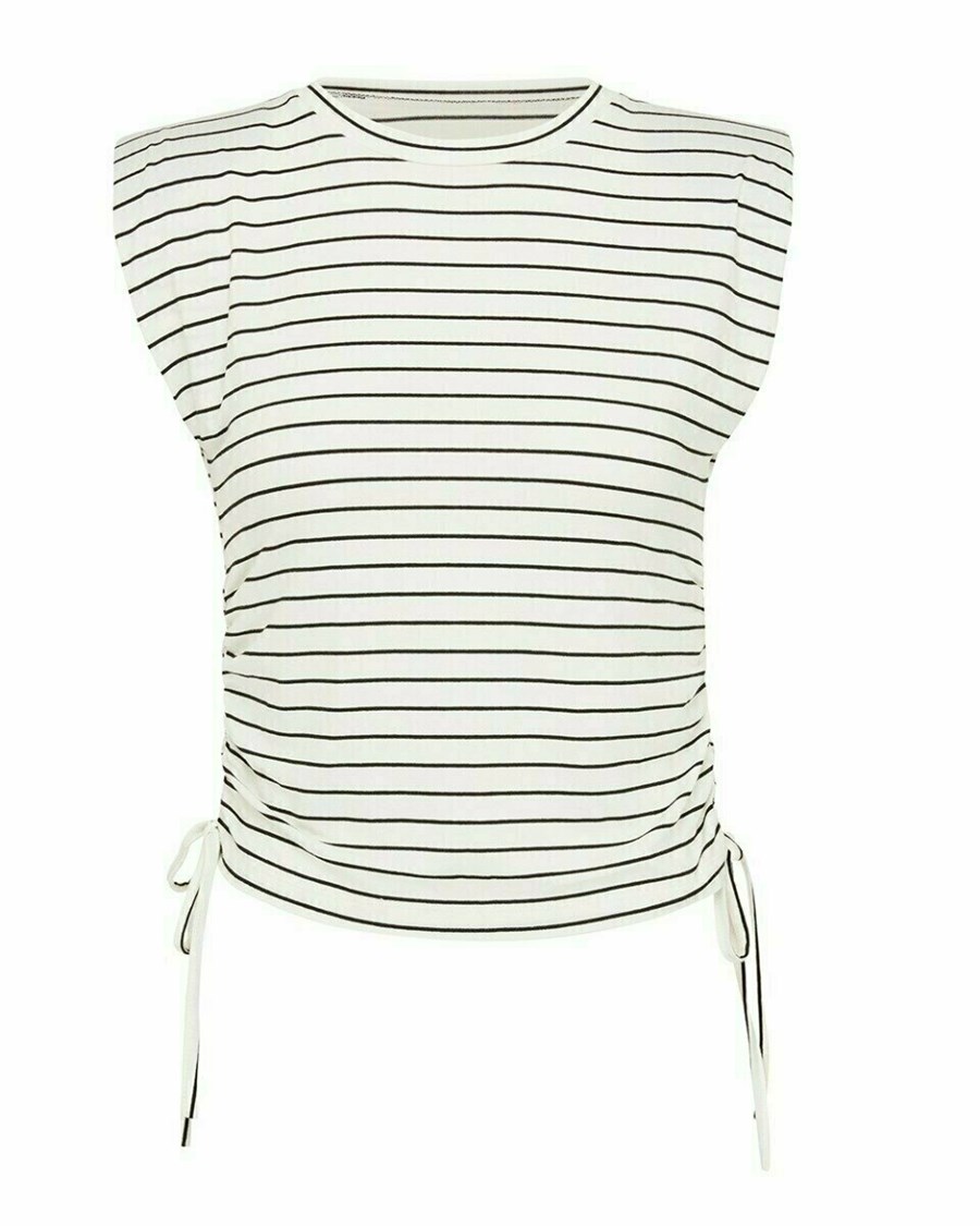 Mexx Stripe top shoulderpads Blue/White W Paski Białe | OVTKI8279