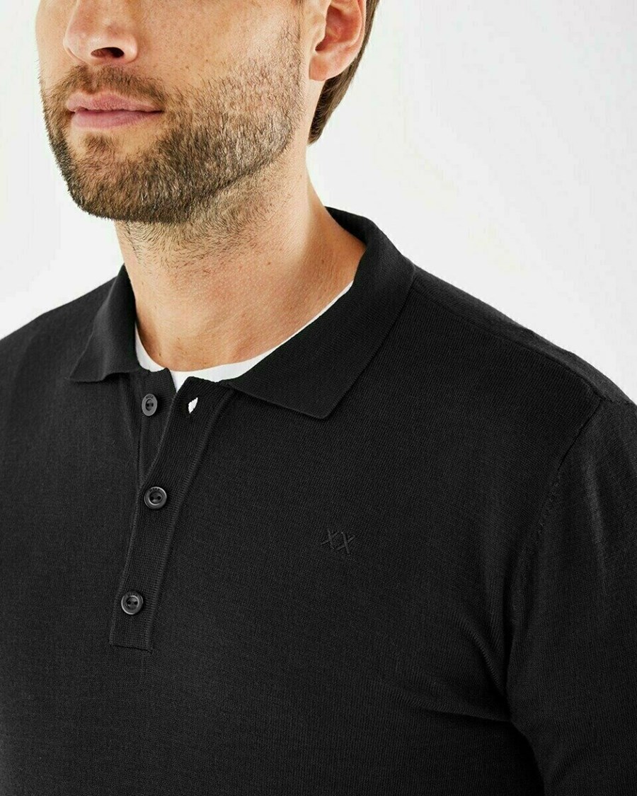 Mexx TYLOR Polo LS Black Czarne | QGKRB4752
