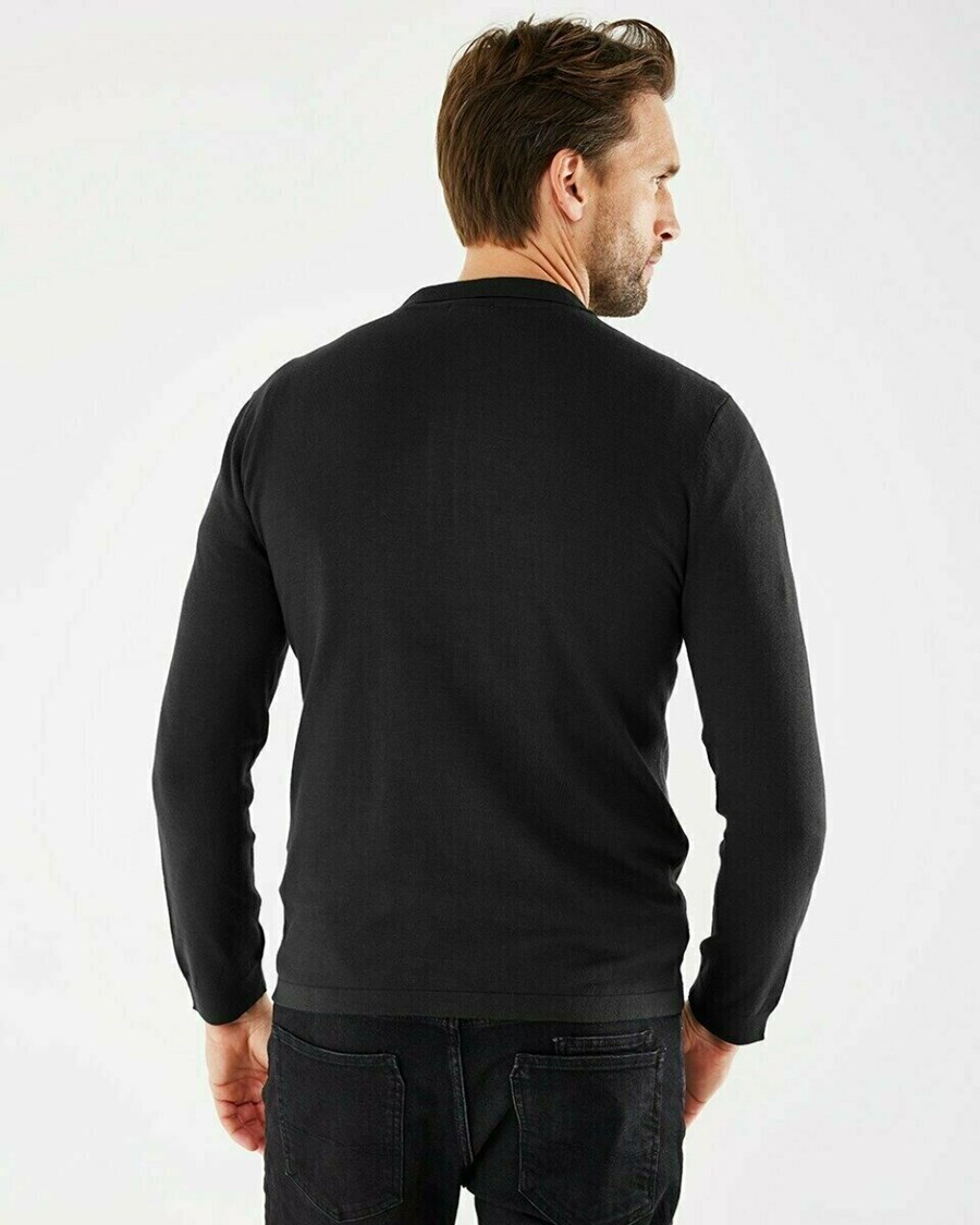 Mexx TYLOR Polo LS Black Czarne | QGKRB4752