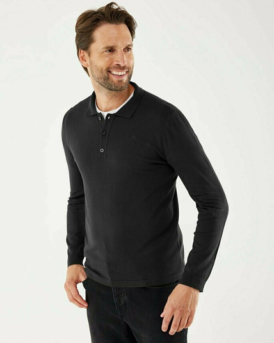 Mexx TYLOR Polo LS Black Czarne | QGKRB4752