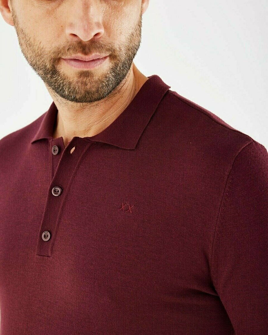 Mexx TYLOR Polo LS Bordeaux Red Czerwone | PULGM9827