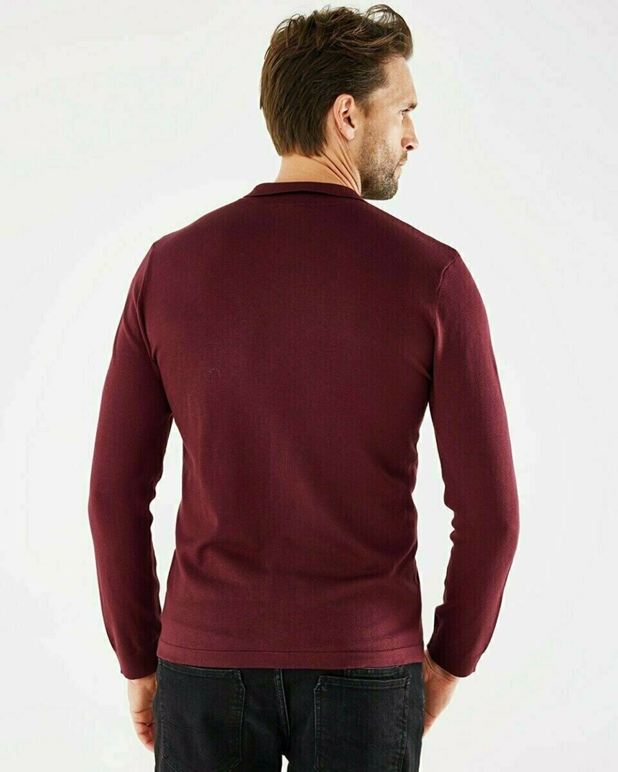 Mexx TYLOR Polo LS Bordeaux Red Czerwone | PULGM9827