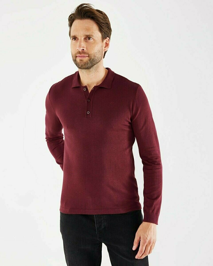 Mexx TYLOR Polo LS Bordeaux Red Czerwone | PULGM9827