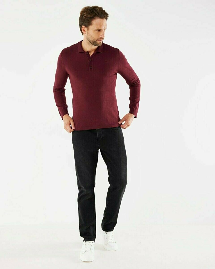Mexx TYLOR Polo LS Bordeaux Red Czerwone | PULGM9827