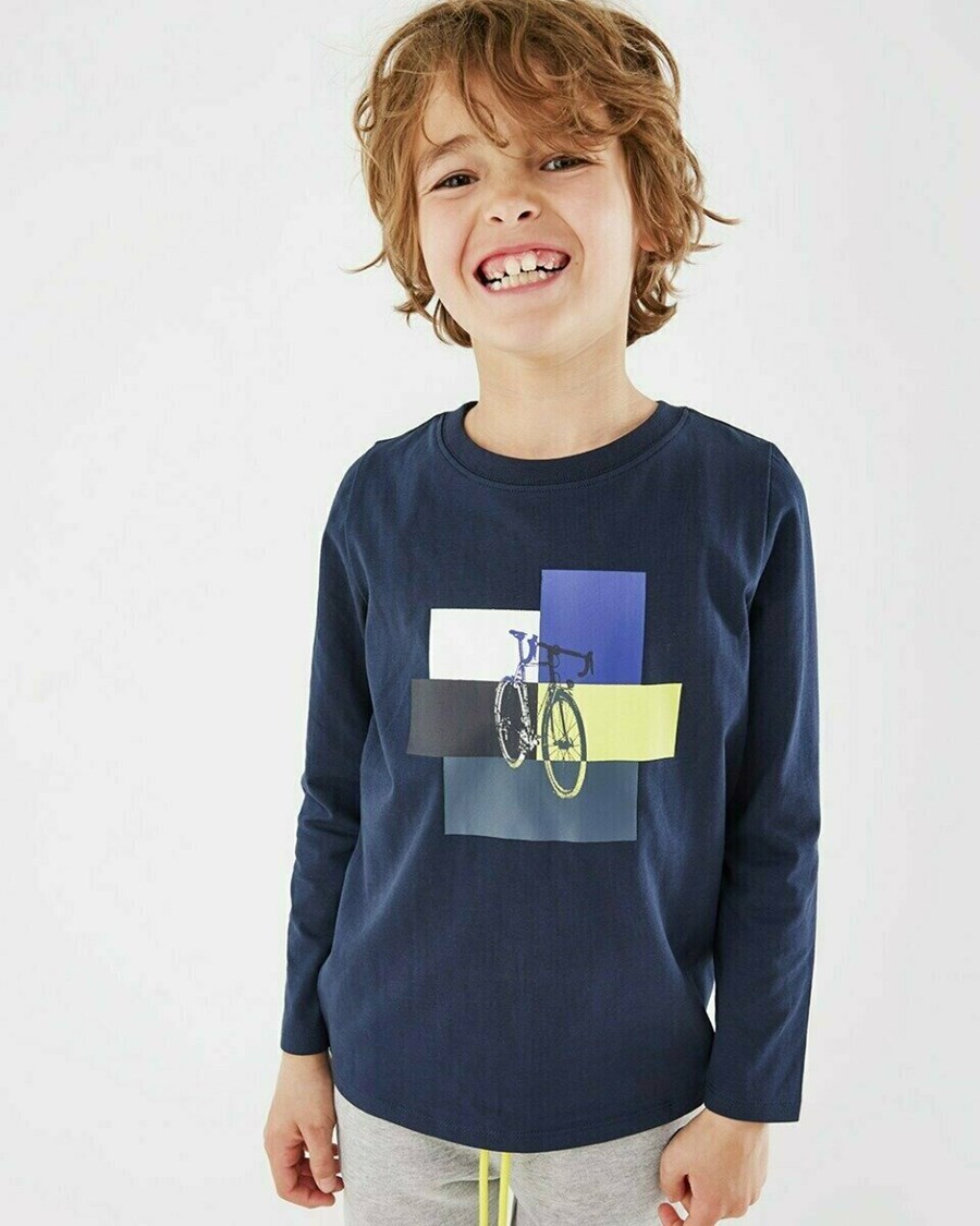 Mexx T-Shirt LS Navy Niebieskie | ZCHMA4387