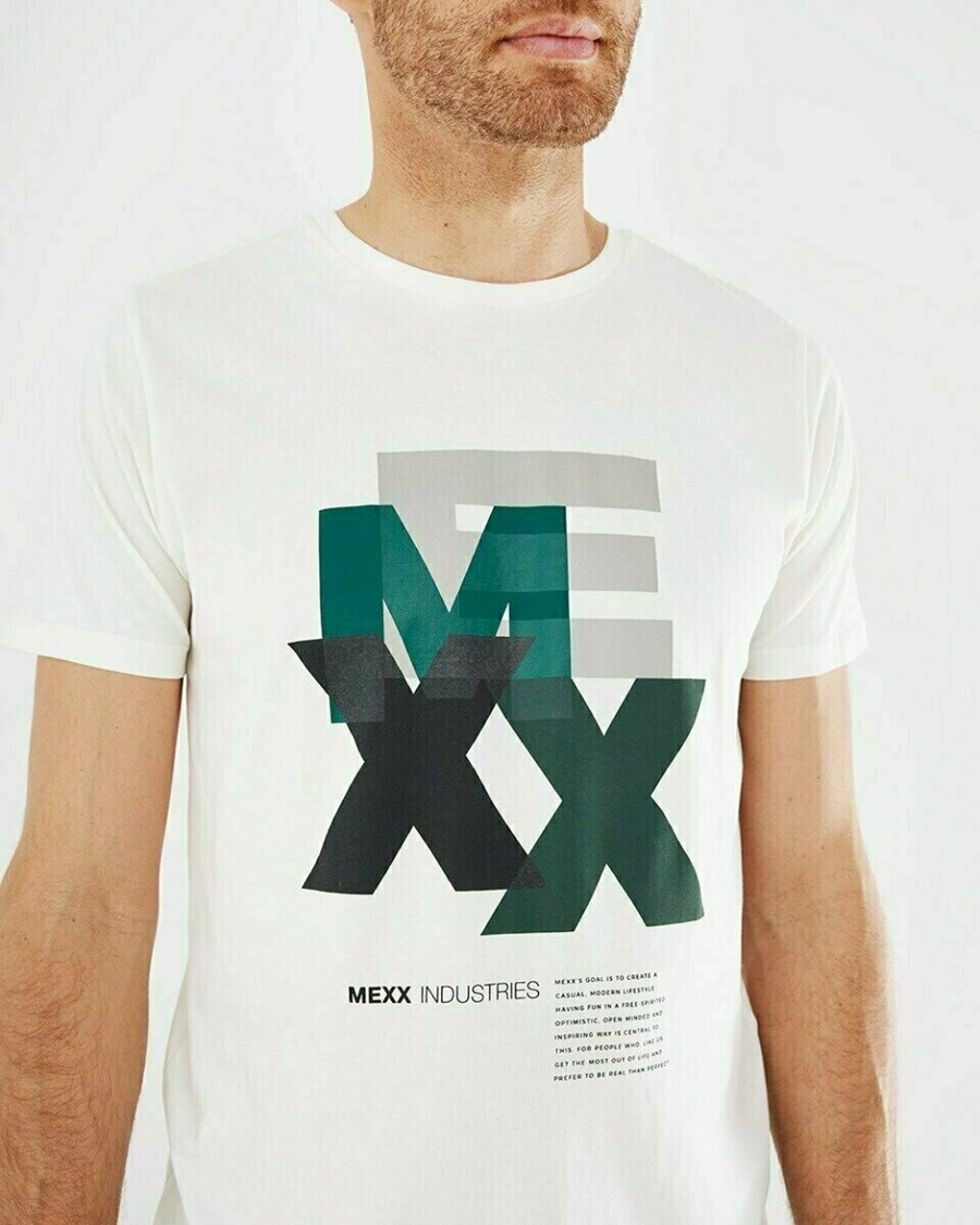 Mexx T-Shirt SS Off white Białe | UMESV3095