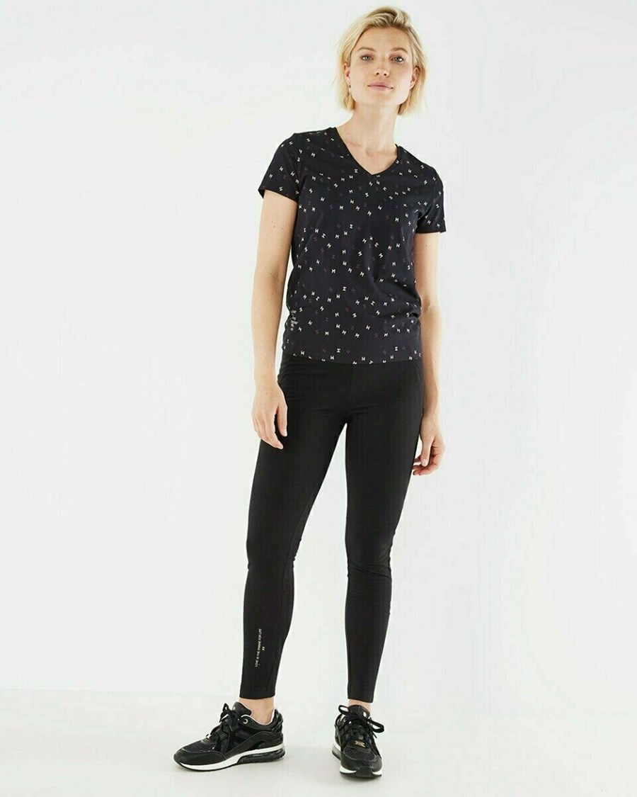 Mexx T-shirt Black Printed Czarne | GRKQC3874