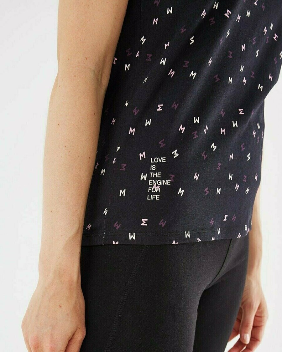 Mexx T-shirt Black Printed Czarne | GRKQC3874