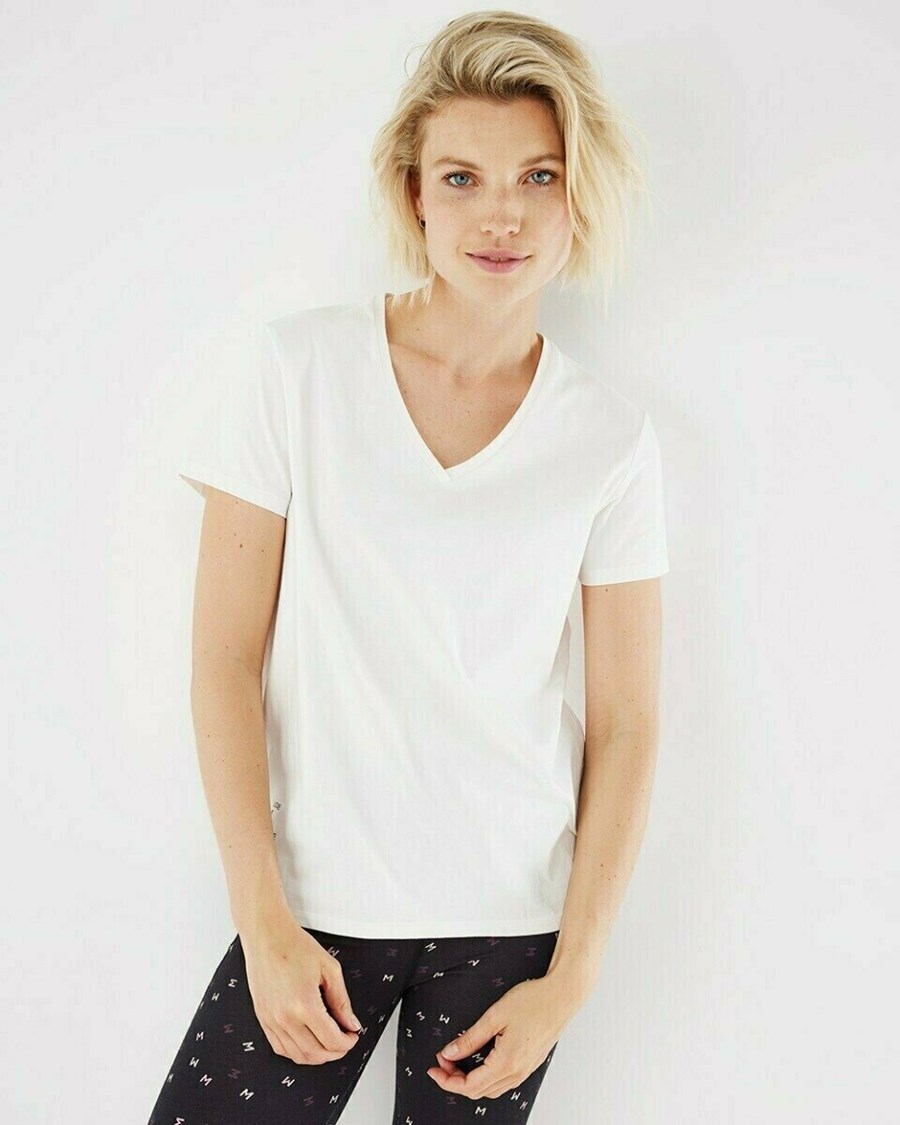 Mexx T-shirt V-Neck Offwhite Białe | GIKBU6928