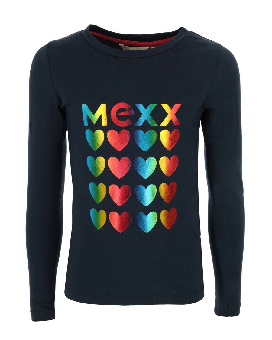 Mexx T-shirt logo carrier in glitter Navy Niebieskie | YPFNA9430