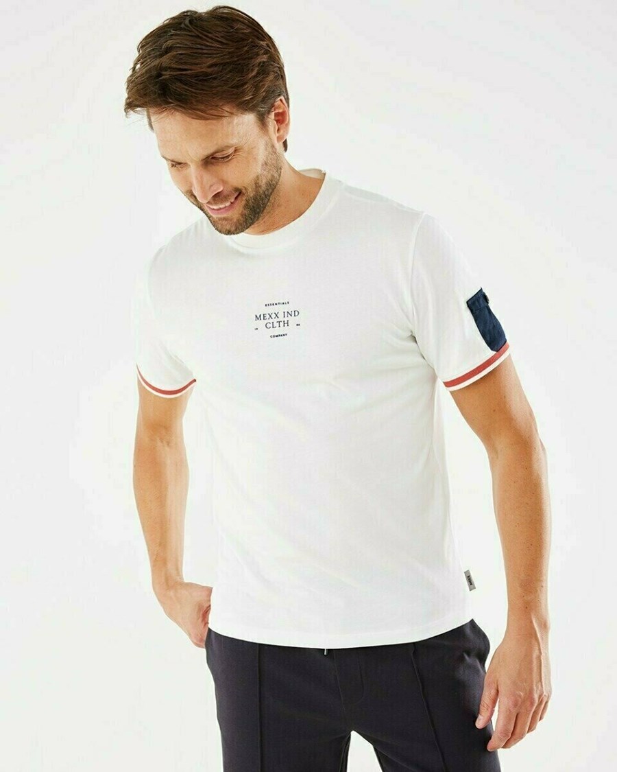 Mexx T-shirt sleeve pocket Off white Białe | TAXWG7486