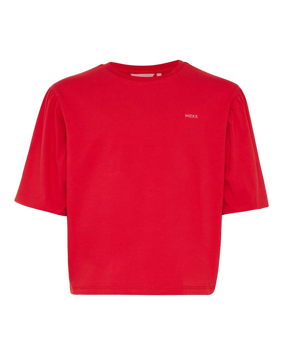 Mexx T-shirt with puffsleeve Red Czerwone | IJGQK1526
