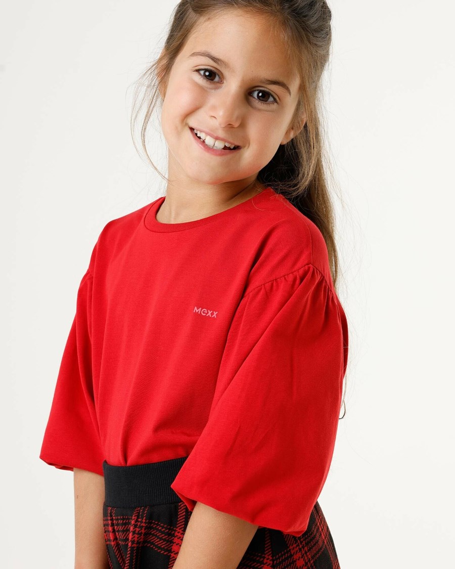 Mexx T-shirt with puffsleeve Red Czerwone | IJGQK1526