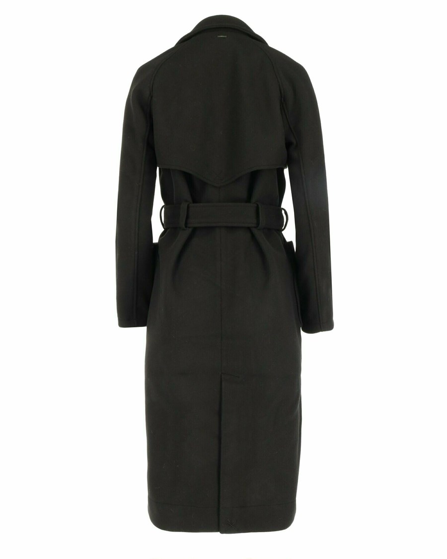 Mexx Trenchcoat Black Belt Czarne | WQNSK8940