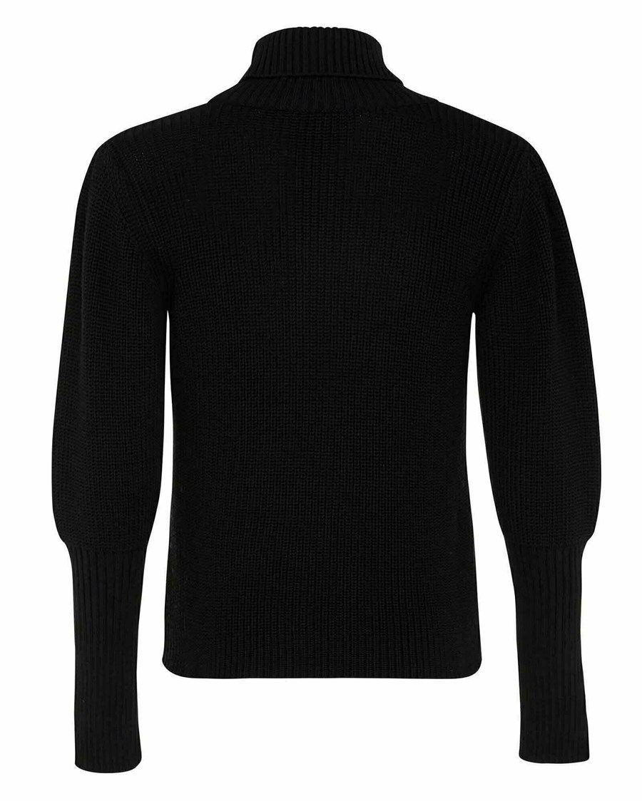 Mexx Trykotowy pullover puff sleeve Black Czarne | HBLWV4735