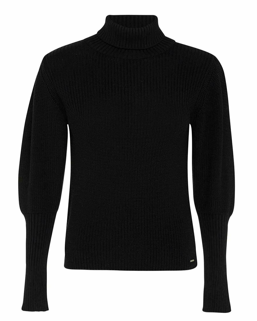 Mexx Trykotowy pullover puff sleeve Black Czarne | HBLWV4735