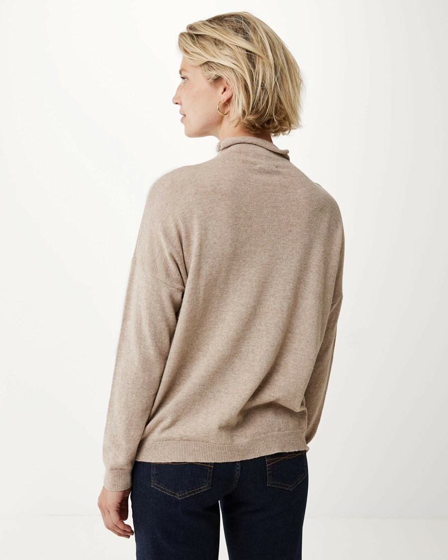 Mexx Turtle neck knitted pullover Beige Beżowe | VOWGC9342