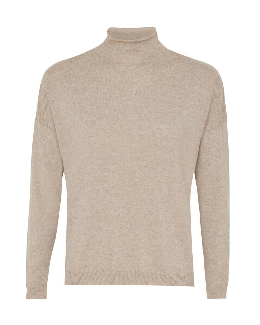 Mexx Turtle neck knitted pullover Beige Beżowe | VOWGC9342