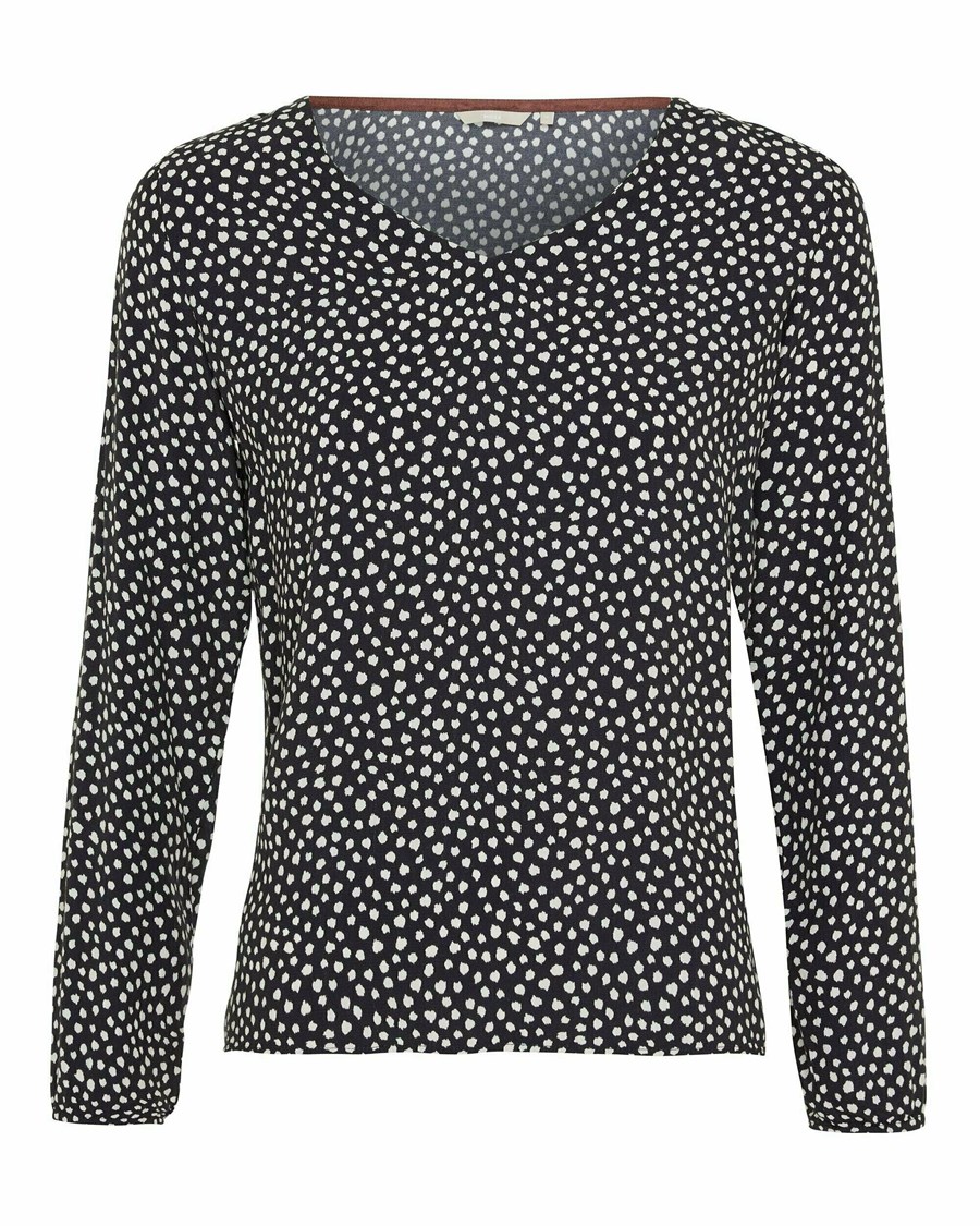 Mexx V-neck blouse AOP Black Czarne | EYBZK7906