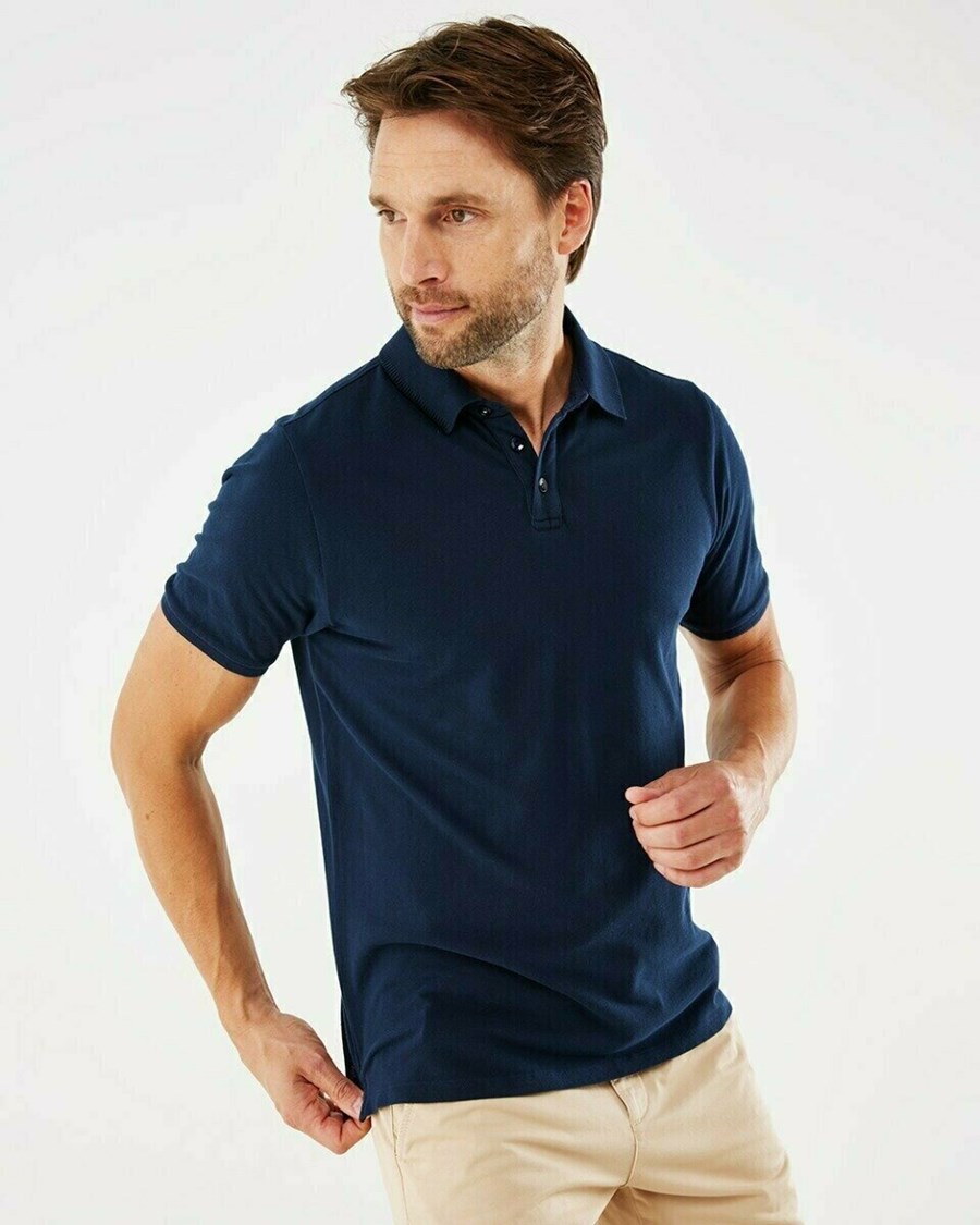 Mexx Washed polo Navy Niebieskie | GWIAB0632