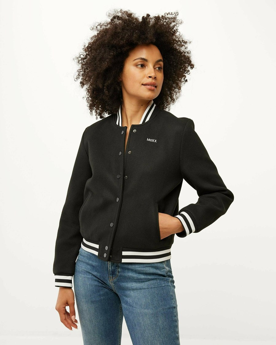 Mexx Wełna-look bomber jacket Black Czarne | XJWTK6187
