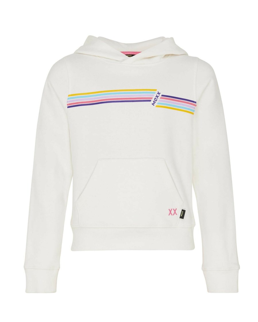 Mexx Zakapturzony sweater with kangeroo pocket Off White Białe | BFNUA2784