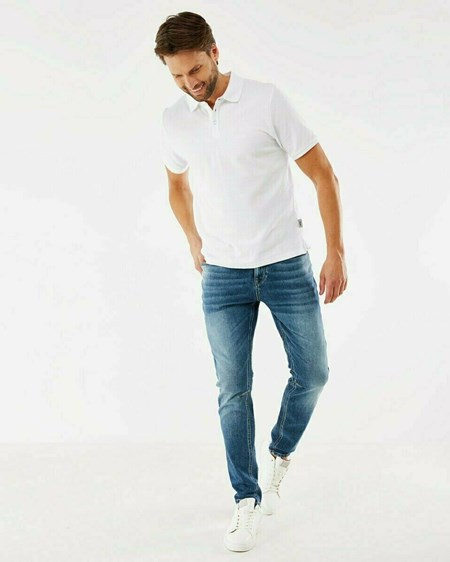 Mexx ADAM Mid waist/ Tapered leg jeans Medium Vintage Niebieskie | JHXIE8530