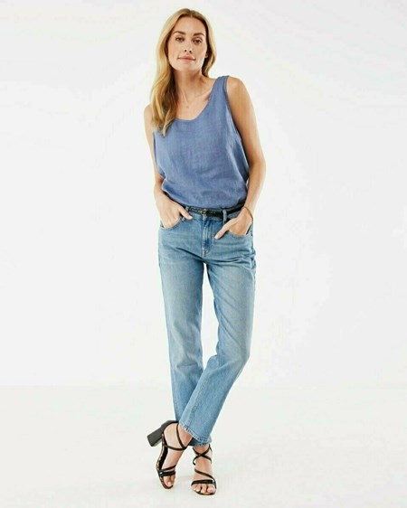 Mexx Bez Rękawów linen top Chalk Blue Niebieskie | STCMX8361