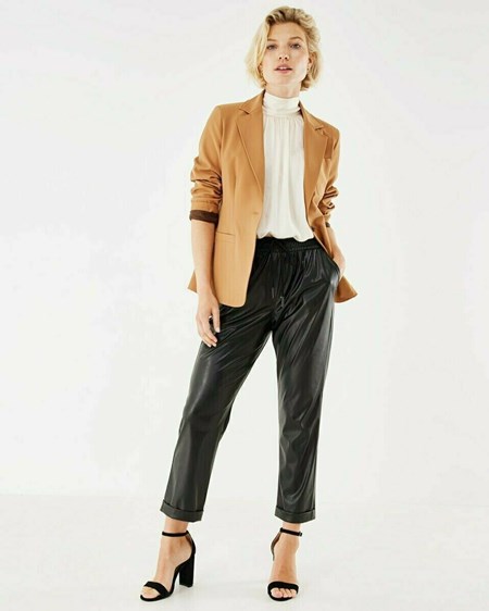 Mexx PU pants with elastic waist Black Czarne | KDABJ3062