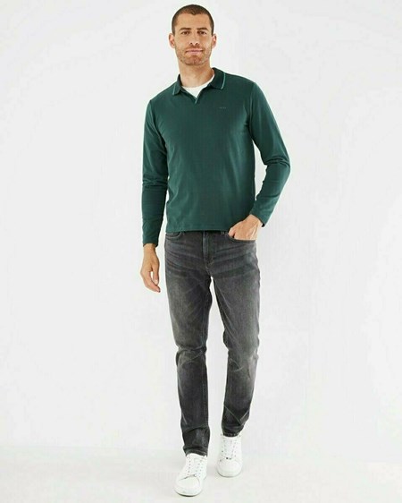 Mexx Polo LS Dark Green Zielone | LXWAE1624
