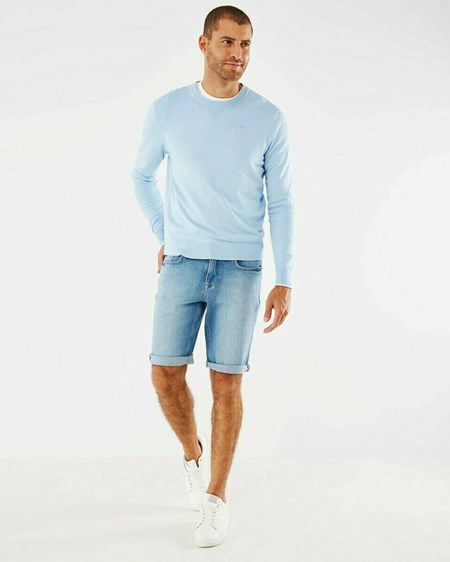Mexx STEVE SHORT Mid waist/ Regular leg denim Light Stone Niebieskie | RHSKZ9573