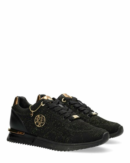 Mexx Sneaker Gitte Glitter Black/Black Czarne | IEYLF1945