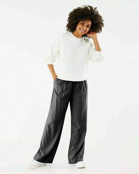 Mexx Szerokie leg linen pants Black Czarne | NRAEY5971
